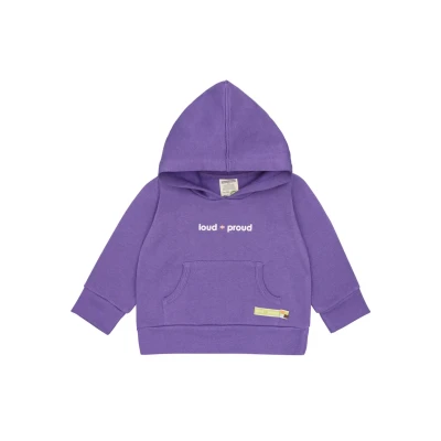 Afbeelding van loud + proud Uniseks kinderhoodie met logo, van biologisch katoen, GOTS gecertificeerd, paars, 128