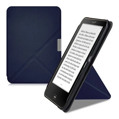 Afbeelding van kwmobile e reader hoesje compatibel Met Tolino Vision 1/2 / 3/4 HD hoes standaard Ereader cover van kunstleer In donkerblauw