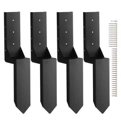 Afbeelding van VEVOR Reparatieset voor hekpaalanker, set van 4 stuks, binnendiameter 8,9 x cm, stalen steunpalen hekpalen, ankergrondpen de reparatie hellende gebroken houten omhulling