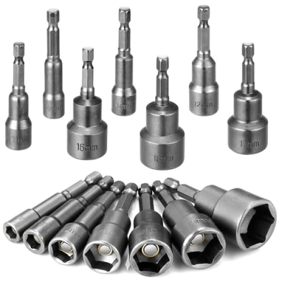 Afbeelding van Dopsleutelset, 14 stuks, 6 19 mm, magnetische dopsleuteladapter, 1/4 inch, dopsleutelinzetstukken voor boormachine, accuschroevendraaier