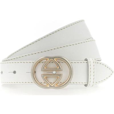 Afbeelding van Vanzetti Leren Riem Leather Buckel Belt W100 White Wit