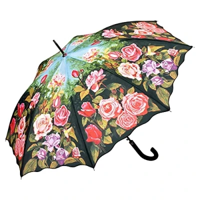 Afbeelding van VON LILIENFELD® Paraplu Automatische Rozen Tuin Vrouwen Mannen Motief Bloemen