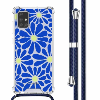 Afbeelding van Samsung Galaxy A71 Hoesje Kunststof iMoshion Softcase/Koordhoesje/Backcover Cobalt Blue Flowers Connect Telefoonhoesje