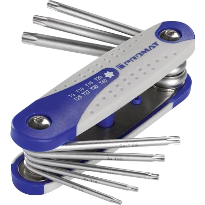 Afbeelding van Promat stiftsleutelset Torx T9 T40 uitklaphouder 8 delig