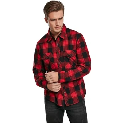 Afbeelding van Flanel Checked Overhemd met borstzakken Red/Black 3XL