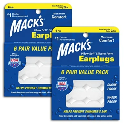 Afbeelding van Mack&#039;s Kussen zachte siliconen oordopjes 6 paar (Pack van 2), Value Pack de originele vormbare stopverf om te slapen, snurken, zwemmen, reizen, concerten en studeren