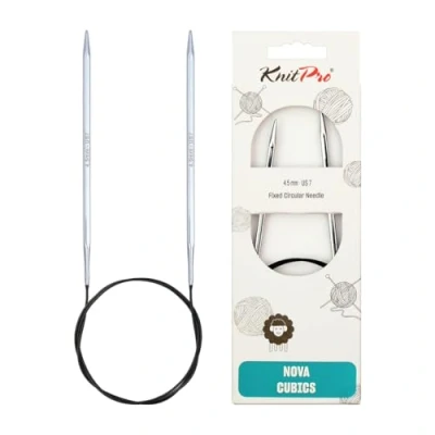 Afbeelding van KnitPro 100 cm x 4,5 mm Nova Cubs vaste rondbreinaalden, glanzend messing