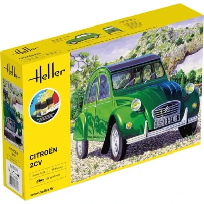 Afbeelding van 1:24 Heller 56765 Citroen 2 CV Starter Kit Plastic Modelbouwpakket