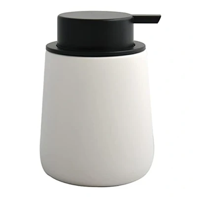 Afbeelding van MSV Zeeppompje/dispenser Malmo Keramiek wit/zwart 8,5 x 12 cm 300 ml Zeeppompjes