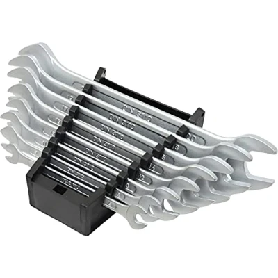 Afbeelding van FAMEX 10255 8 dubbele vork, steeksleutel, muilsleutelset, moersleutelset van chroom vanadium staal, delig, 6 22 mm