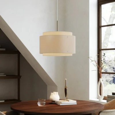 Afbeelding van DFTP by Nordlux Hanglamp Takai met dubbellaags stoffen kap