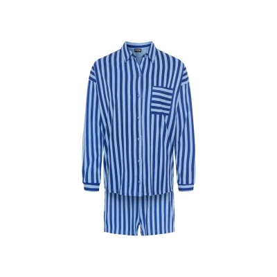 Afbeelding van Lascana SET Pyjama, Dames, Maat: 32/34, Dunkelblau gestreift