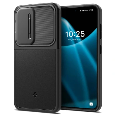 Afbeelding van Samsung Galaxy S24 Hoesje Kunststof Spigen Backcover/Hardcase Zwart Telefoonhoesje Shockproof/Valbescherming