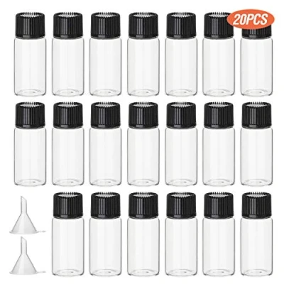 Afbeelding van Hyber&amp;Cara 20 Stks 5 ml Clear Glazen Flesjes Kleine Lege Sample met Schroefdop, Bonus 2 Mini Trechters