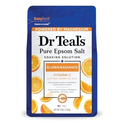Afbeelding van Dr Teal&#039;s Pure Epsom Magnesium Salt Soak, Glow &amp; Radiance met Vitamine C Citrus etherische oliën, 1,4 kg