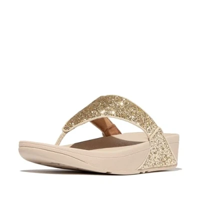 Afbeelding van fitflop dames Lulu Glitter Toe thongs Teenslipper,Platino,41 EU