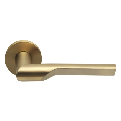Afbeelding van Formani deurkruk Rivio by Gensler GL101 G geveerd op rozet PVD mat goud