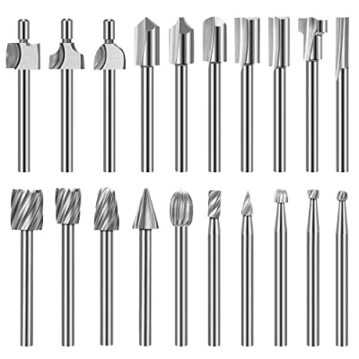 Afbeelding van Boor Sets voor roterend gereedschap, Carving Tool 20 STKS Rotary Bramen Set met 1/8 &quot;(3 mm) Schacht, DIY Graveren Gereedschap Accessoires Houtbewerking Boren Trimmen