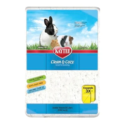 Afbeelding van Kaytee, Clean &amp; Cozy bodembedekking voor kleine huisdieren, muizen, gerbils, knaagdieren, hamsters, konijnen, geurbestrijding, superabsorberende papieren bodembedekking, 99,9% stofvrij, wit, 85 liter