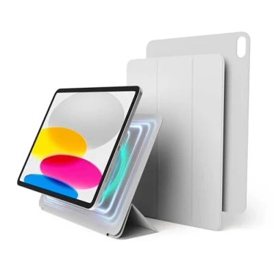 Afbeelding van elago Magnetische Folio Hoesje Compatibel met Ipad 10th generatie [10,9 inch] Achterplaat kan Worden Bevestigd aan Metalen Materialen,Compatibel Apple Pencil en elago&#039;s Case (Lichtgrijs)