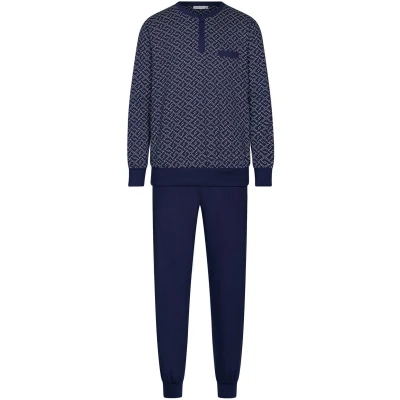 Afbeelding van Katoenen heren pyjama duurzaam Blauw Maat XXXL