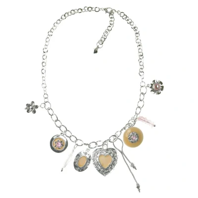 Afbeelding van Behave Ketting zilver kleur met harten hangers 40 cm