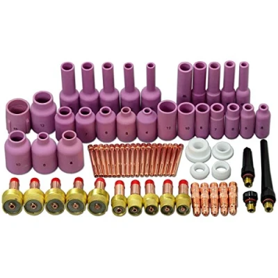 Afbeelding van RIVERWELD TIG Jumbo Gas Lens Collet Body Alumina Mondstuk Keramische Cups Diverse Grootte Kit Fit QQ300 PTA DB SR WP 17 18 26 Lastoorts 67 stks