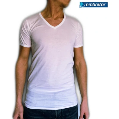 Afbeelding van Embrator heren T shirt Invisible met V hals wit maat L