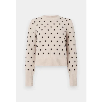 Afbeelding van JDY Jdysigrid LIFE Oneck Puffdot Trui, Dames, Maat: Small, Cement detail/black dots