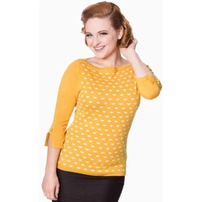 Afbeelding van Dancing Days CHARMING HEART Gebreide trui XL Geel