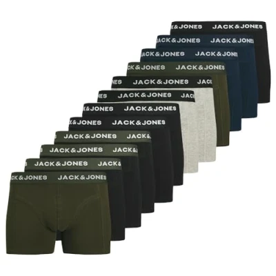 Afbeelding van Jack &amp; Jones Jacbenja Trunks 12 PACK Onderbroeken, Heren, Maat: XL, Black/navy/forst night