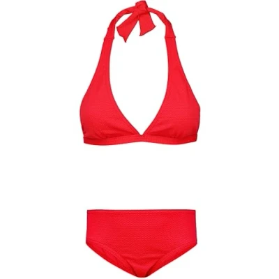 Afbeelding van Aquarti Meisjes Bikini Set Bustier Brief Tweedelig Badpak Zwempak, Om te binden Jacquard stippen rood, 152
