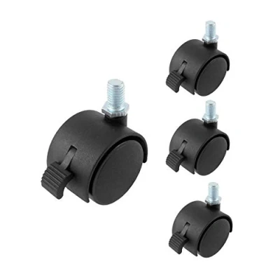 Afbeelding van kippen 1631K1 set met 4 zwenkwielen 40 mm schroefdraad M8 en rem mm.