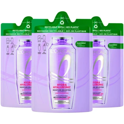 Afbeelding van 3x L&#039;Oréal Elvive Hydra Hyaluronic Shampoo Refill 250 ml