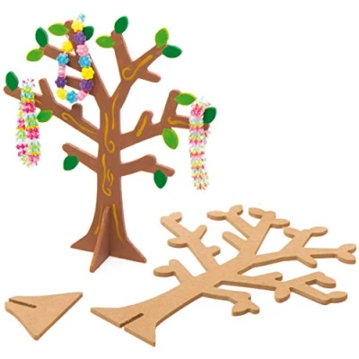 Afbeelding van Baker Ross AW357 Houten sieradenboom (2 stuks) voor kinderen om te knutselen, vorm geven en als decoratie idee het opbergen van sieraden,bruin