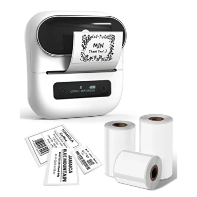 Afbeelding van Phomemo M220 Labelprinter Draagbaar Etiketteerapparaat, voor thuis, kantoor en Kleine Bedrijven, Compatibel met Smartphones PC,met 3 Roll Labe