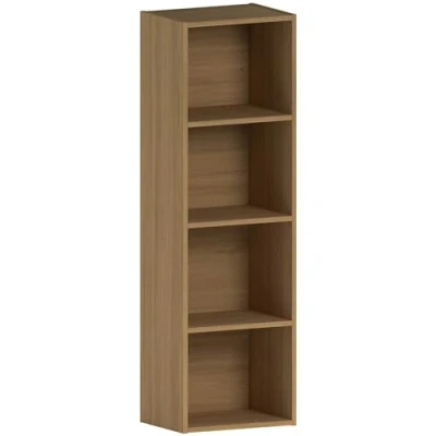 Afbeelding van Vida Designs Oxford boekenkast met 4 niveaus, kubusvormig, Eikenhout, houten plank voor kantoor, woonkamermeubels