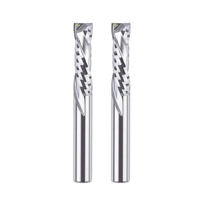 Afbeelding van SpeTool 2 Stukken Spiraalnuttenfrees 6mm Schacht Compressie 22mm Snijlengte Omhoog &amp; Omlaag VHM Schachtfrezen Nuttenfrezen Frezen voor Bovenfrees CNC Freesset Langgatfrees Hout Houtfrees Router Bits