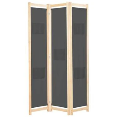 Afbeelding van Kamerscherm met 3 panelen 120x170x4 cm stof grijs