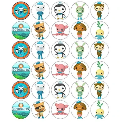 Afbeelding van 30 Octonauten Cupcake Toppers Eetbare Wafer Papier Fairy Cake Verjaardagstaarten