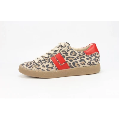 Afbeelding van Paul Green Sneakers laag, Dames, Maat: 40.5, Leopard s nappa desert salsa Veloursleer