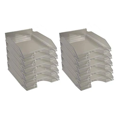 Afbeelding van Exacompta ref. 12327D Set van 10 Brievenbakken ECOTRAY Afmetingen: 34,5x25,5x6,5 cm voor A4+ documenten doorzichtige grijze kleur