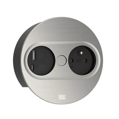 Afbeelding van Bachmann Twist 2 stopcontact en usb A+C lader rvs rond