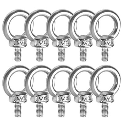 Afbeelding van M6 * 11 ringschroef roestvrij staal 10 stuks, Jatiler 304 stalen oogbouten, ringbouten, veilige oogschroeven, hardware ring ronde oogschroef voor bevestiging en ophangen