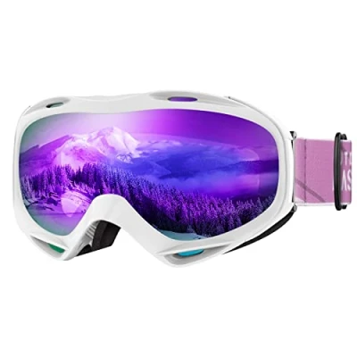Afbeelding van OutdoorMaster OTG Skimasker, uniseks, anti condens, 100% uv bescherming, skibril, snowboardbril voor heren, dames, jongens en meisjes (Revo Violet VLT 17%)