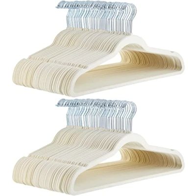Afbeelding van Amazon Basics Smalle en antislip kleerhangers voor overhemden/kostuum/kostuum, pak van 100, ivoor