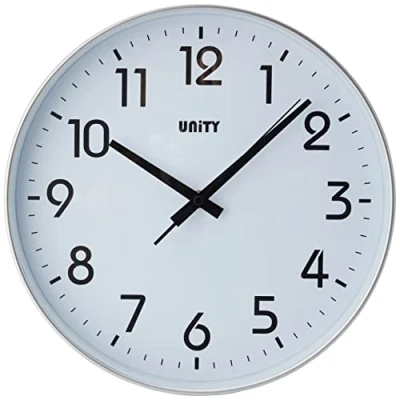 Afbeelding van Unity wandklok, Fradley, Stille veeg, modern, Zilver, 30 cm