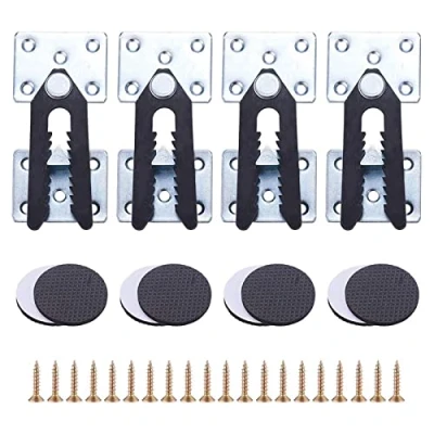 Afbeelding van INCREWAY 4 stuks sofa sectionele meubelconnector gezamenlijke snap alligator clip met schroeven en 8 meubelpads