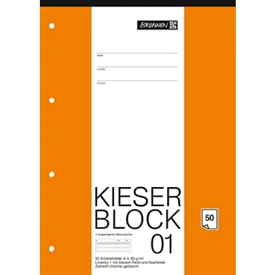 Afbeelding van Brunnen 1042941 KIESER Block liniatuur 1 (A4, 50 vellen, geperforeerd, 80 g/m2, klasse 1)