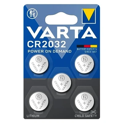 Afbeelding van VARTA Batterijen Knoopcel CR2032, verpakking van 5, Power on Demand, Lithium Coin, 3V, kindveilige verpakking, voor kleine elektronische apparaten horloges, autosleutels [Exclusief bij Amazon]